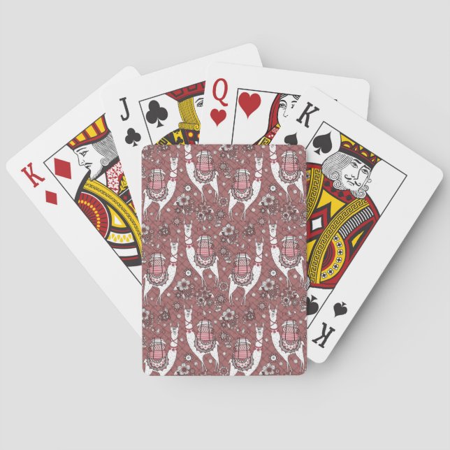 Funny Llamas Pattern Playing Cards (Back)