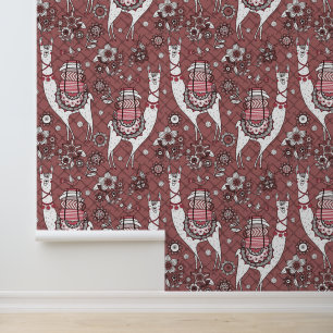 Funny Llamas Pattern Wallpaper