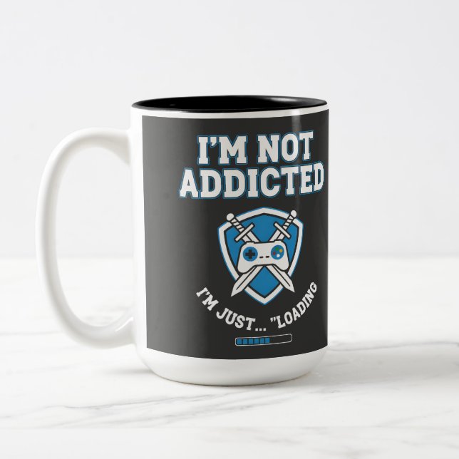 Funny Loading Bar Gamer Procrastination Humour Des Two-Tone Coffee Mug (Left)