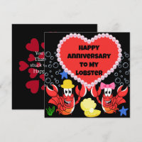 Funny Lobster Anniversary Card for Him and Her 