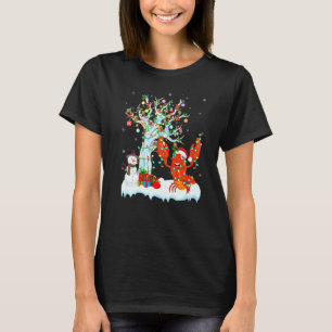 Funny Lobster Xmas Tree Lighting Santa Hat Lobster T-Shirt
