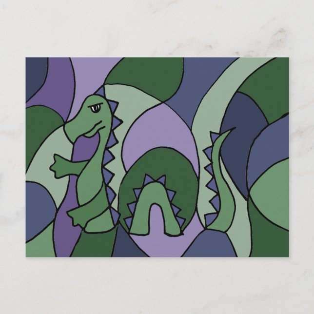 Funny Loch Ness Monster Abstract Art Postcard (Front)