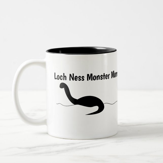 Funny Loch Ness Monster Mom Custom Two-Tone Coffee Mug (Left)