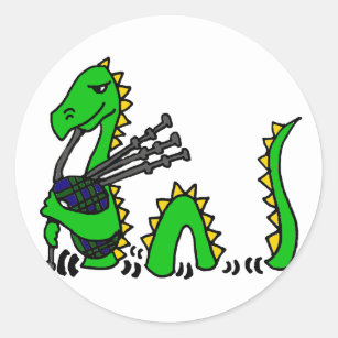 Funny Loch Ness Monster Playing Bagpipes Sticker