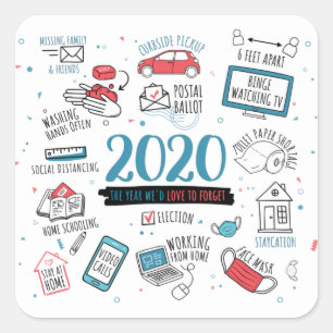 Funny Lockdown 2020 Quarantine Commemorative Square Sticker