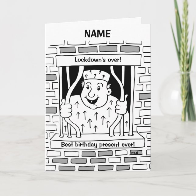 Funny Lockdown Over Escape Cartoon Best Birthday Card (Front)