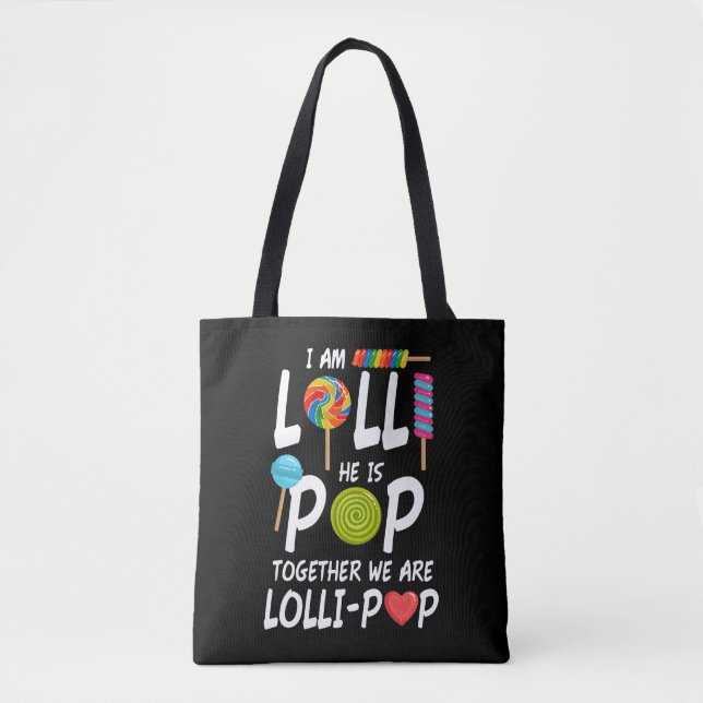 Funny Lolli and Pop Grandparents Nickname Gift Tote Bag (Front)