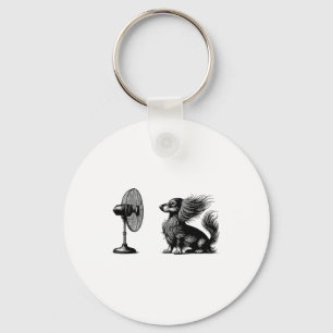 Funny Long Haired Dachshund Dog With Fan Doxie Wie Keychain