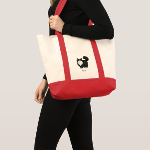 Funny Long Haired Tuxedo Cat Personalized Tote Bag