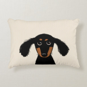 Funny Longhaired Dachshund Puppy Cute Wiener Dog Accent Pillow