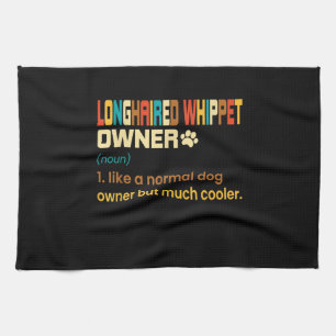 Funny Longhaired Whippet Vintage Retro Dog Mom Dad Kitchen Towel