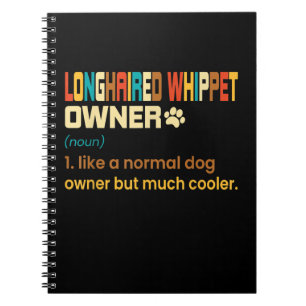 Funny Longhaired Whippet Vintage Retro Dog Mom Dad Notebook