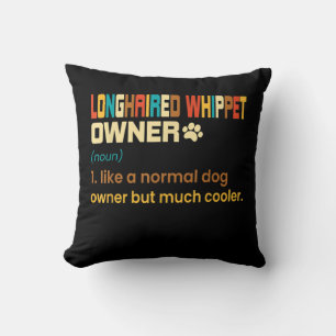 Funny Longhaired Whippet Vintage Retro Dog Mom Dad Throw Pillow