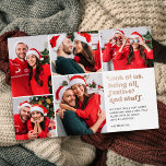 Funny Look at Us 5 Photo Collage Christmas Foil Holiday Card<br><div class="desc">This funny five photo collage holiday card features retro style typography reading, "Look at us, being all festive and stuff" in real gold foil. Don those Santa hats, reindeer antlers, ugly sweaters, or other obvious Christmas attire and accessories. Then snap some photos. Upload your favourites, and, voila - you've got...</div>