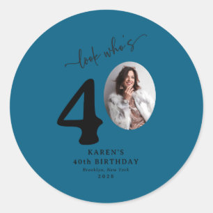 Funny Look Whos 40 Stylish 40th Birthday  Classic Round Sticker