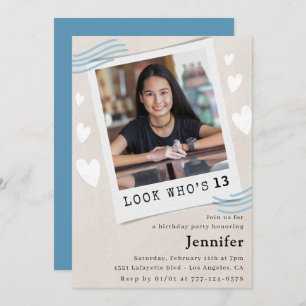 Funny Look who's turning 13th birthday invitations