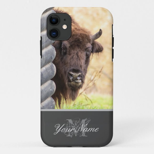 Funny looking bison sticking its tongue out! Case-Mate iPhone case (Back)
