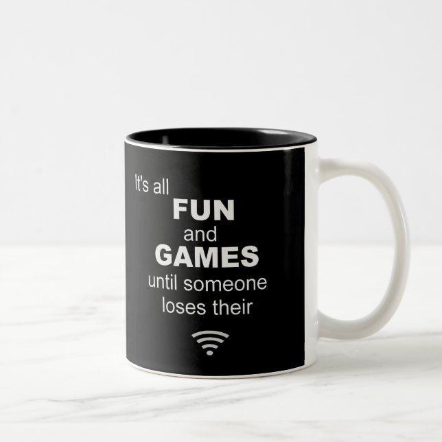 Funny Losing WiFi Internet - Black Two-Tone Coffee Mug (Right)