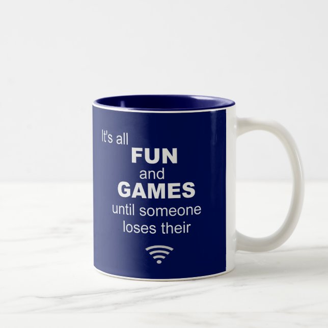 Funny Losing WiFi Internet - Blue Two-Tone Coffee Mug (Right)