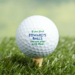 Funny Lost Ball Saying with Personalized Name<br><div class="desc">Funny Novelty Golf Balls with Guy's Gag Gift Humour Reading "if you find my balls, you can play with them" personalized with their name in blue and green text. Custom Golf Balls are a great gift for dad if you share that type of gross humour, or a great golf bachelor...</div>