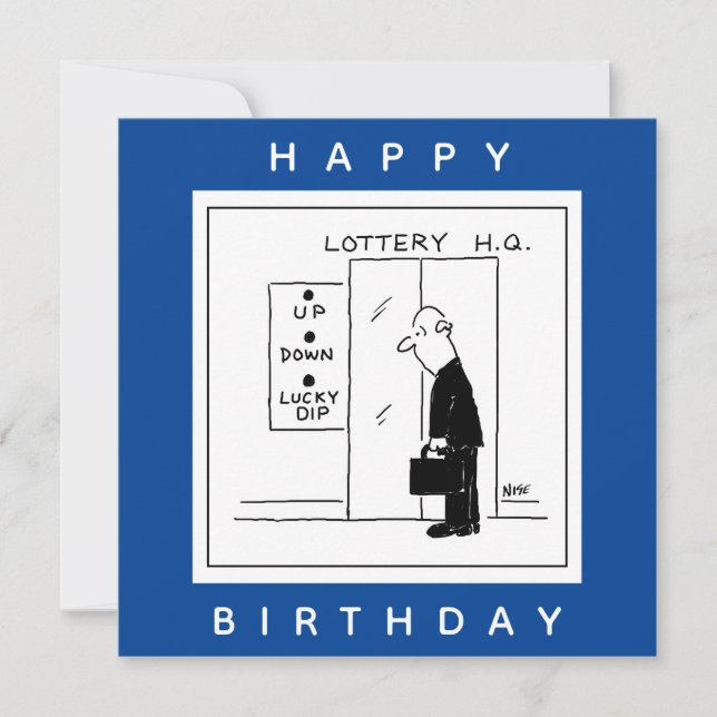 Funny Lottery Choice Lift Cartoon Card (Front)