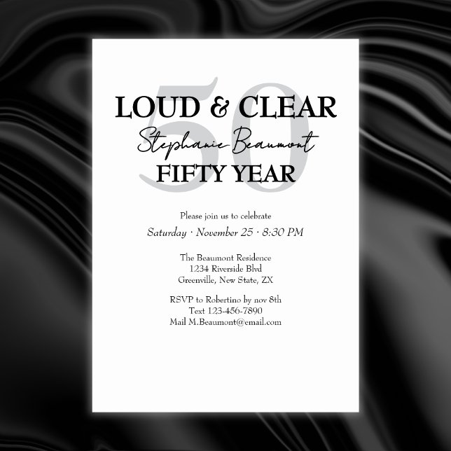 Funny Loud and Clear 50th birthday invitation (Creator Uploaded)