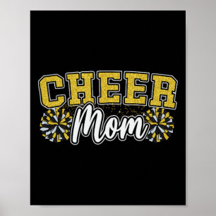 Funny Loud Proud Cheer Mom Mama Cheerleading Yello Poster
