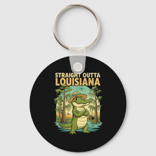 Funny Louisiana Alligator Retro Wildlife Travel Ba Keychain