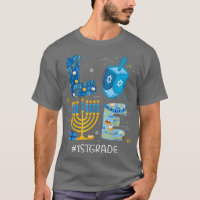 Funny LOVE 1st Grade Teacher Menorah Jewish Hanukk