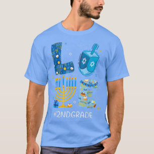 Funny LOVE 2nd Grade Teacher Menorah Jewish Hanukk T-Shirt