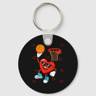 Funny Love Basketball Heart Shape Happy Valentine' Keychain