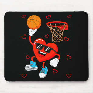 Funny Love Basketball Heart Shape Happy Valentine' Mouse Pad