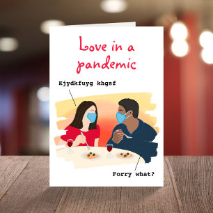Funny love in a pandemic covid anniversary card