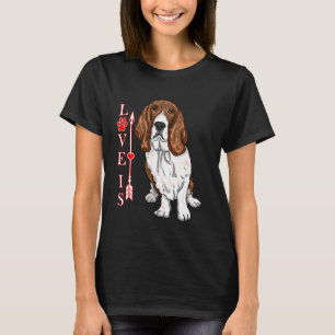 Funny Love Is Basset Hound Dog Cute Dog Paw Print  T-Shirt