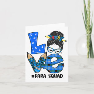 Funny Love Messy Bun Para Squad Puzzle Autism Awar Card