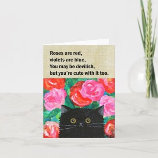 Funny Love Poem Cute Black Cat Valentines Day