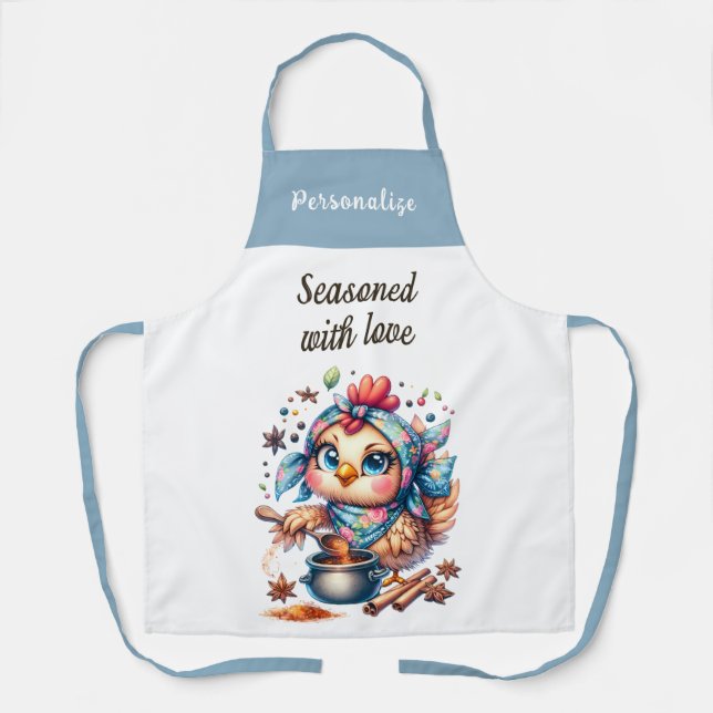 Funny Love Quote Cute Chicken Cooking Apron (Front)