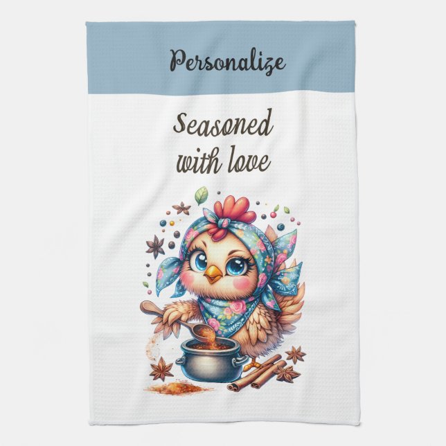 Funny Love Quote Cute Chicken Cooking Kitchen Towel (Vertical)