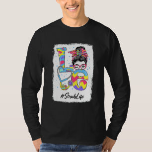 Funny Love Scrub Life Messy Bun Easter Day Christi T-Shirt