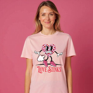 Funny Love Stinks Farting Chequered Heart T-Shirt