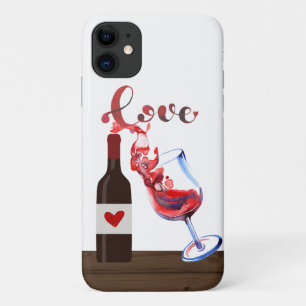 Funny Love Wine Glass and Bottle Custom iPhone 11 Case