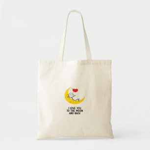 Funny Love You To The Moon And Back Stick Figure P Tote Bag