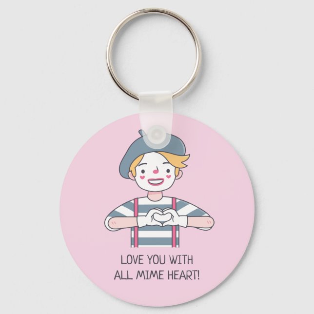 Funny Love You With All Mime Heart Keychain (Front)