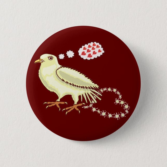 Funny Lovebird Valentine's Day Dove 2 Inch Round Button (Front)