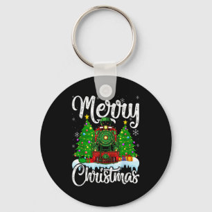 Funny Lover Xmas Lighting Santa Train Christmas  Keychain