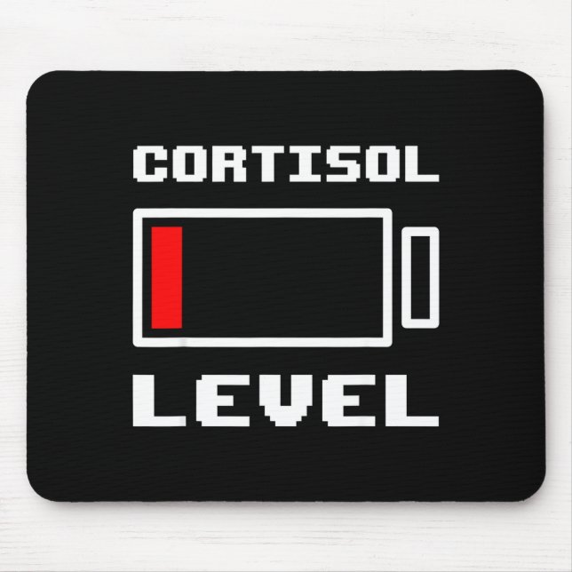 Funny low battery cortisol level running out meme  mouse pad (Front)