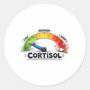 Funny Low Cortisol Level Metre Gauge Stress Relief Classic Round Sticker