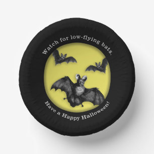 Funny Low Flying Bats Happy Halloween Paper Plate