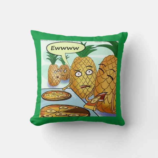 Funny LTCartoons Pineapple Pizza Comic  Throw Pillow (Front)