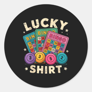 Funny Lucky Bingo Funny Gambling Bingo Player Men  Classic Round Sticker